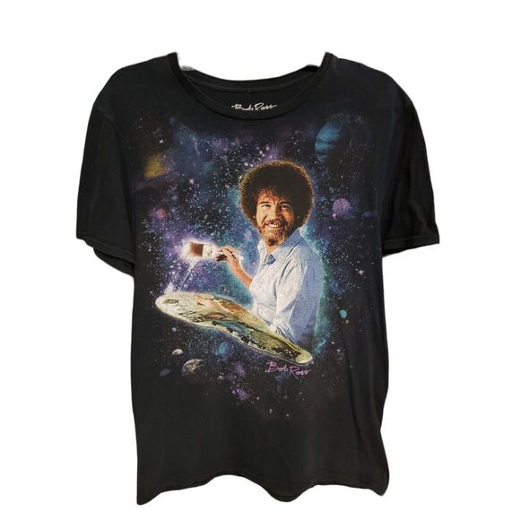Bob-Ross T-Shirt Medium Black Graphic Tee - Picture 1 of 2